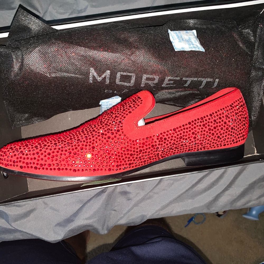 Moretti Red Rhinestone Loafers - Picture 4 of 6